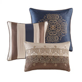 Jacquard Medallion 7-Piece Comforter Set, Navy Blue