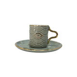 Gray Evil Eye Coffee Cups & Saucers Set of 6