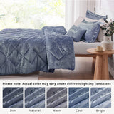 Crushed Velvet 4-Piece Comforter or Duvet Cover Set, Blue