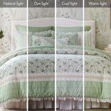 9 Piece Cotton Percale Floral Comforter Set, Sage Green