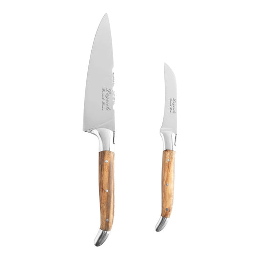 2-Piece Laguiole Vegetable Knife Set with Olive Wood Handles