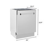 ZLINE 24" Dishwasher in Custom Panel Ready, Stainless Tub, DWV-304-24