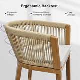 PURPLE LEAF Bar Stools Set of 2 Rattan Bar Stools with Cushions Aluminum Bar Chairs for Outdoor or Indoor Kitchen Bar Stools