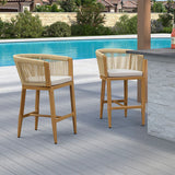 PURPLE LEAF Bar Stools Set of 2 Rattan Bar Stools with Cushions Aluminum Bar Chairs for Outdoor or Indoor Kitchen Bar Stools