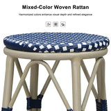 PURPLE LEAF Patio Round Bar Stools Set of 2 Outdoor Backless Barstools Woven Rattan Bar Chair  for Indoor Kitchen Island Bistros Cafe Restaurant