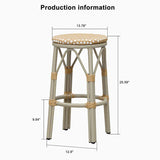 PURPLE LEAF Patio Round Bar Stools Set of 2 Outdoor Backless Barstools Woven Rattan Bar Chair  for Indoor Kitchen Island Bistros Cafe Restaurant