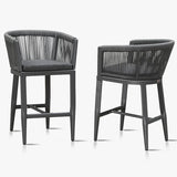 PURPLE LEAF Bar Stools Set of 2 Rattan Bar Stools with Cushions Aluminum Bar Chairs for Outdoor or Indoor Kitchen Bar Stools