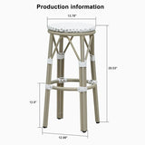 PURPLE LEAF Patio Round Bar Stools Set of 2 Outdoor Backless Barstools Woven Rattan Bar Chair  for Indoor Kitchen Island Bistros Cafe Restaurant