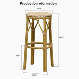 PURPLE LEAF Patio Round Bar Stools Set of 2 Outdoor Backless Barstools Woven Rattan Bar Chair  for Indoor Kitchen Island Bistros Cafe Restaurant