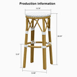 PURPLE LEAF Patio Round Bar Stools Set of 2 Outdoor Backless Barstools Woven Rattan Bar Chair  for Indoor Kitchen Island Bistros Cafe Restaurant