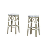 PURPLE LEAF Patio Round Bar Stools Set of 2 Outdoor Backless Barstools Woven Rattan Bar Chair  for Indoor Kitchen Island Bistros Cafe Restaurant