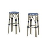 PURPLE LEAF Patio Round Bar Stools Set of 2 Outdoor Backless Barstools Woven Rattan Bar Chair  for Indoor Kitchen Island Bistros Cafe Restaurant