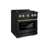 ZLINE 30" Select Dual Fuel Range Gas Cooktop Electric Convection Oven Black Stainless Steel Champagne Bronze HDRBZ-30-CB