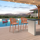 PURPLE LEAF Outdoor Bar Stools Set of 2 – Counter Stools Bar Stools with Aluminum Frame & Backrest for Patio, Kitchen Island & Bistro Stools