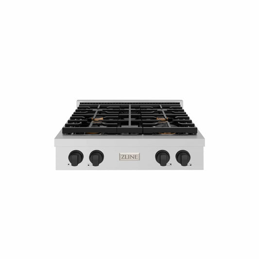 ZLINE 30" Paramount Gas Rangetop Stainless Steel Matte Black SRTZ-30-MB