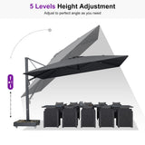 PURPLE LEAF Heavy Duty Cantilever Patio Umbrella Extra Large Outdoor Umbrella for Yard, Garden, Pool