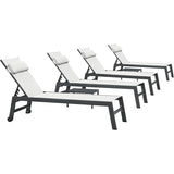 PURPLE LEAF Outdoor Lounge Chair Patio Chaise Pool Lounger Aluminum Frame with Side Table and Wheels for Outside Sunbathing Tanning Recliner Including Pillows