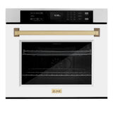 ZLINE 30" Autograph Edition Professional True Convection Single Wall Oven, Air Fry, Self Clean, White Matte, Champagne Bronze WASZ-WM-30-CB