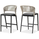 PURPLE LEAF Bar Stool Rattan Bar Stools Counter Stools with Back Metal Bar Height Stool Outdoor Bar Chair for Garden Kitchen
