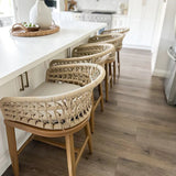 PURPLE LEAF Outdoor Bar Stools Counter Stools Rattan Bar Stools Chair with Backrest for Indoor or Outdoor, Kitchen lsland