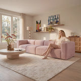 Philo Blush Pink Low Profile Modular Sectional Sofa (3-Seater+Ottoman)