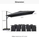 PURPLE LEAF Heavy Duty Cantilever Patio Umbrella Extra Large Outdoor Umbrella for Yard, Garden, Pool