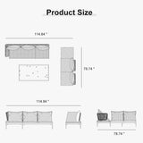 PURPLE LEAF Sicilia L-Shaped Modular Outdoor Sectional with Oatmeal Greige Cushions Flexible Layout for Garden Poolside
