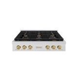 ZLINE 36" Paramount Gas Rangetop DuraSnow® Stainless Steel Champagne Bronze SRTSZ-36-CB
