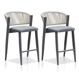 PURPLE LEAF Counter Height Bar Stool Set of 2 Outdoor Stool Chair with Footrest Patio Bar Height Stools Rattan Barstools for Outdoor or Indoor