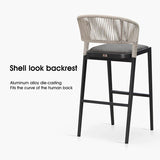 PURPLE LEAF Bar Stool Rattan Bar Stools Counter Stools with Back Metal Bar Height Stool Outdoor Bar Chair for Garden Kitchen