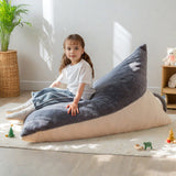 MAXYOYO Kids Bean Bag Chair - 2-Tone Handle Design, High-Density Foam Floor Lounger, Grey & White