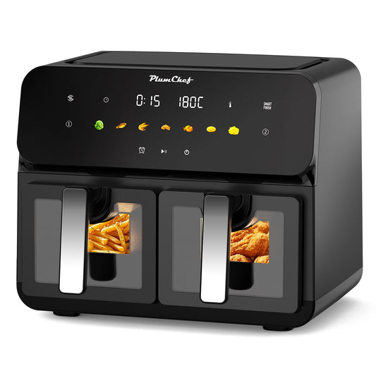 10QT Dual Air Fryer, Double Basket Air Fryer with 2×5QT Baskets, Digital Touchscreen Control, Easy-View Window, SyncCook Function, Cook 2 Dishes at Once for Family of 4-6, 1700W