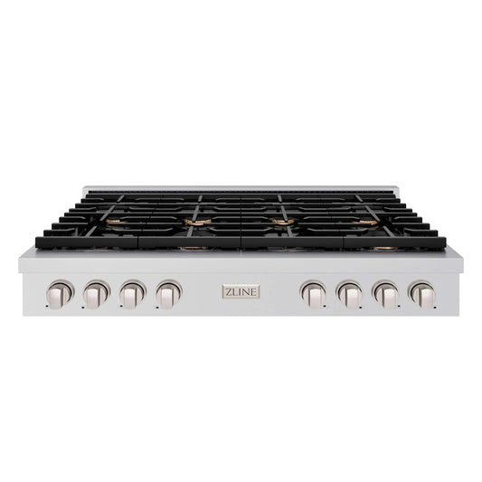 ZLINE 48" Paramount Gas Rangetop Stainless Steel Brass Burners SRT-BR-48
