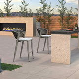 PURPLE LEAF Counter Height Bar Stool Set of 2 Outdoor Stool Chair with Footrest Patio Bar Height Stools Rattan Barstools for Outdoor or Indoor
