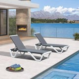 PURPLE LEAF Patio Chaise Lounge Plastic Pool Outdoor Lounge Chair with Aluminum Frame Stackable Patio Tanning Chairs for Poolside Sunbathing Beach Deck Yard