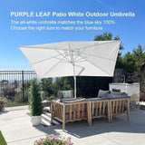 PURPLE LEAF Morden White Outdoor Umbrella Premium Aluminum Patio Cantilever Pool Sun Umbrellas