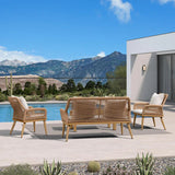 PURPLE LEAF Rivra 4-Piece Patio Conversation Set with Wicker Chairs and Thick Sofa Cushions for Garden