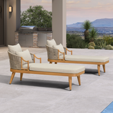 PURPLE LEAF Outdoor Lounge Chair, Patio Chaise Lounge with Cushioned Seat & Supportive Armrests, Ergonomic Aluminum Pool Lounge Chairs for Backyard Deck Poolside, Teak
