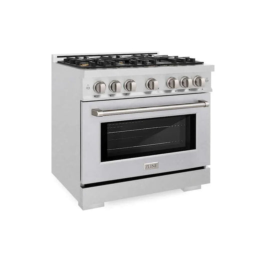 ZLINE 36" Select Dual Fuel Range Gas Cooktop Electric Convection Oven DuraSnow® Stainless Steel Brass Burners HDRS-BR-36