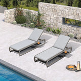 PURPLE LEAF Patio Chaise Lounge with Cushion Aluminum Tanning Chair Lounge Adjustable Reclining Set