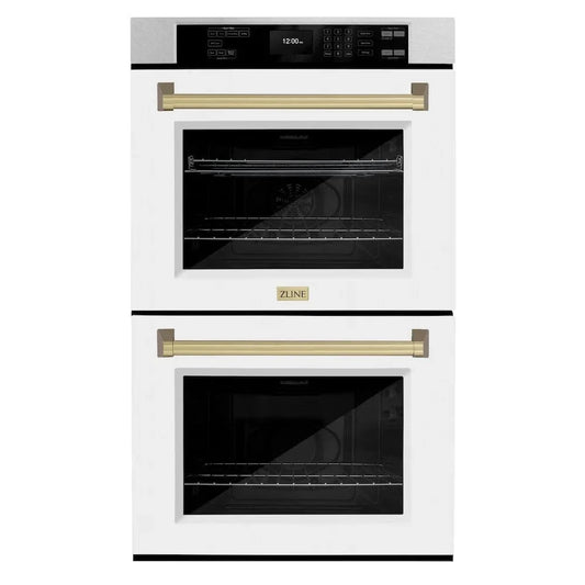 ZLINE 30"Professional True Convection Double Wall Oven, Air Fry, Self Clean, DuraSnow® Champagne Bronze WADSZ-WM-30-CB