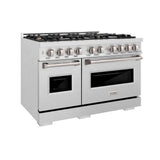 ZLINE 48" Dual Fuel Range, Gas Cooktop, Electric Convection Oven DuraSnow® Stainless Steel, Brass Burners CDRS-BR-48
