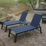 PURPLE LEAF Outdoor Aluminum Chaise Lounge with Wheels and Side Table for Outdoor Backyard Poolside