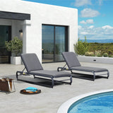 PURPLE LEAF Patio Chaise Lounge with Cushion Aluminum Tanning Chair Lounge Adjustable Reclining Set