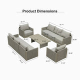 PURPLE LEAF Sanori L-Shaped Patio Couch Set Modular Sofa with Beige Cushions and Ottoman for Backyard