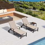 PURPLE LEAF Outdoor Chaise Lounge Patio Pool Lounger Aluminum Chairs with Side Table Adjustable Tanning Recliner for Outside Yard Deck Lawn Garden Beach
