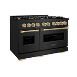 ZLINE 48" Dual Fuel Range, Gas Cooktop, Electric Convection Oven Black Stainless Steel, Champagne Bronze CDRBZ-48-CB