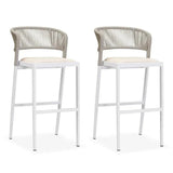 PURPLE LEAF Bar Stool Rattan Bar Stools Counter Stools with Back Metal Bar Height Stool Outdoor Bar Chair for Garden Kitchen