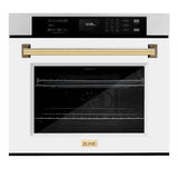 ZLINE 30" Autograph Edition Professional True Convection Single Wall Oven, Air Fry, Self Clean, White Matte, Gold WASZ-WM-30-G