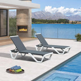 PURPLE LEAF Patio Chaise Lounge Plastic Pool Outdoor Lounge Chair with Aluminum Frame Stackable Patio Tanning Chairs for Poolside Sunbathing Beach Deck Yard